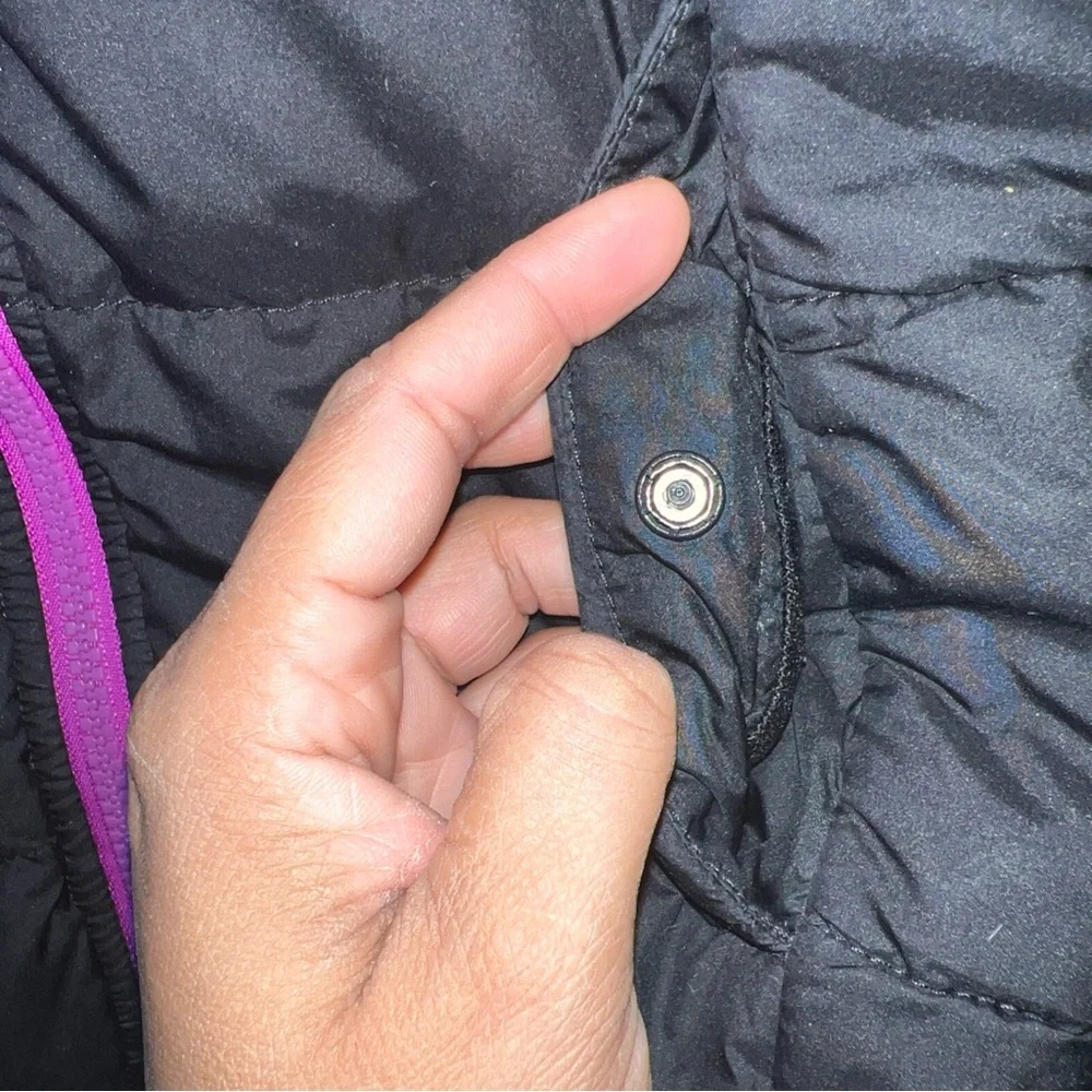 The North Face Primaloft Stow Puffer Jacket Girl  XL TG Full Zip Black & Purpple - Picture 5 of 11